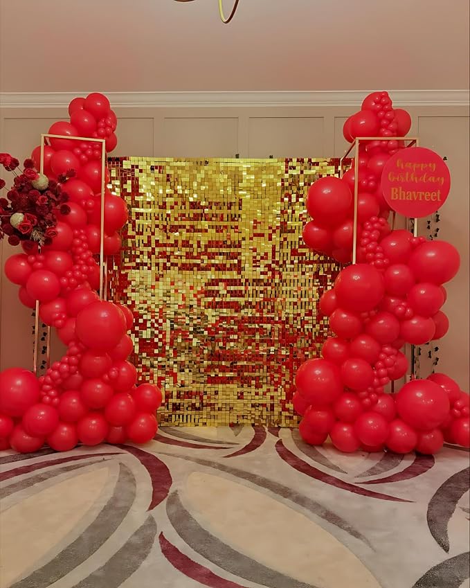 Gold Shimmer Wall Backdrop 36 Panels Cover 6 x 6 Ft, Photo Backdrops - Image 5