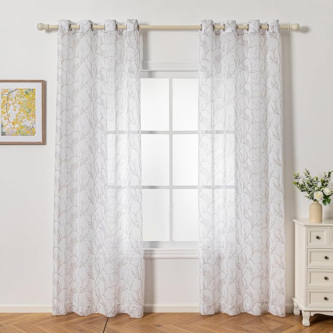 MYSKY HOME Brown Sheer Curtains 84 inches Long - Image 7