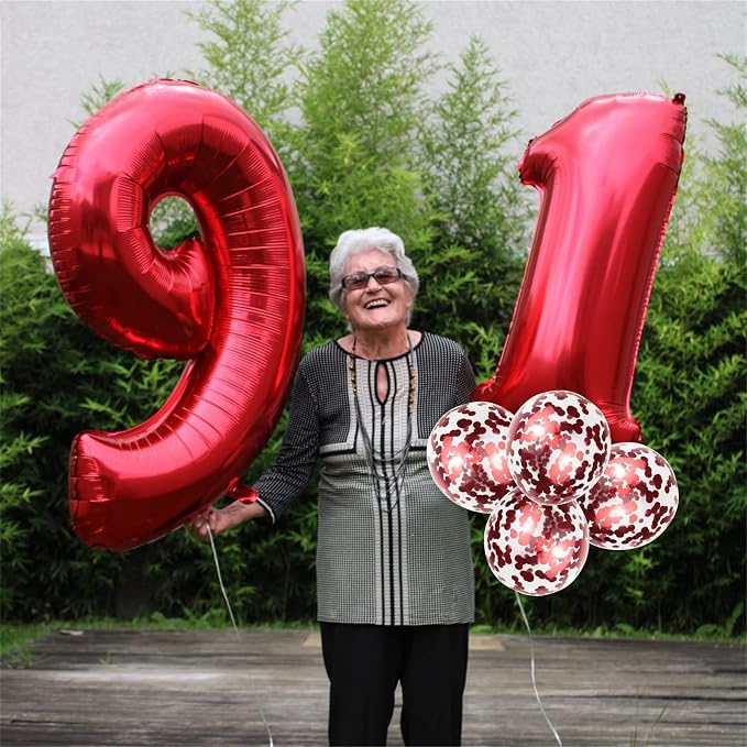 40th Birthday Balloons for Women, 40 Inch Giant Red Foil Number 40 Balloons - Image 5
