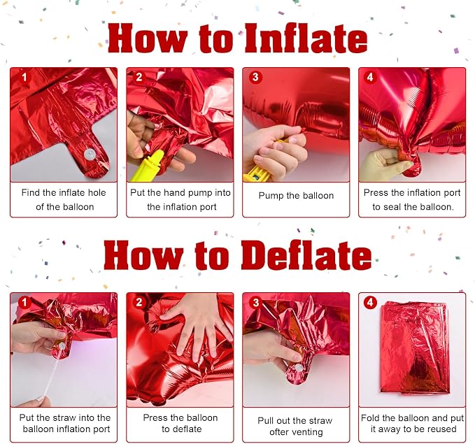 40 Inch Red 8 Balloons Number, Big Self Inflating Foil Girls 8th Birthday - Image 3