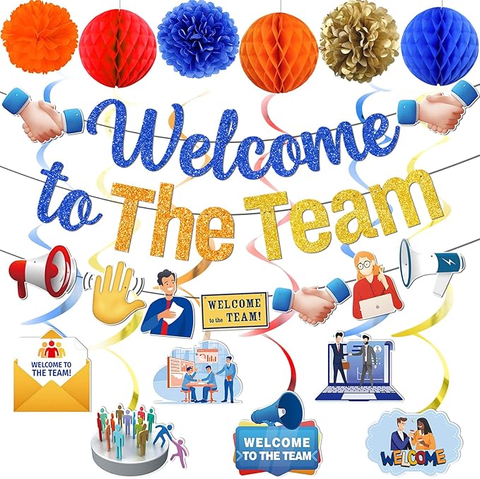 Welcome To The Team Banner, Welcome Banner Garland Hanging Swirls Paper Flowers by Unknown