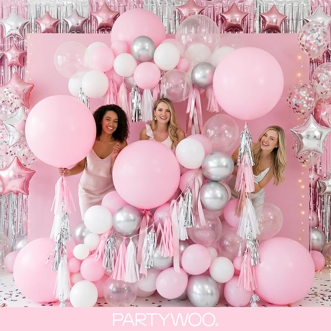 PartyWoo Light Pink Balloons 127pcs Pastel Pale Baby Pink Color | 36 18 12 10 5 - Image 5