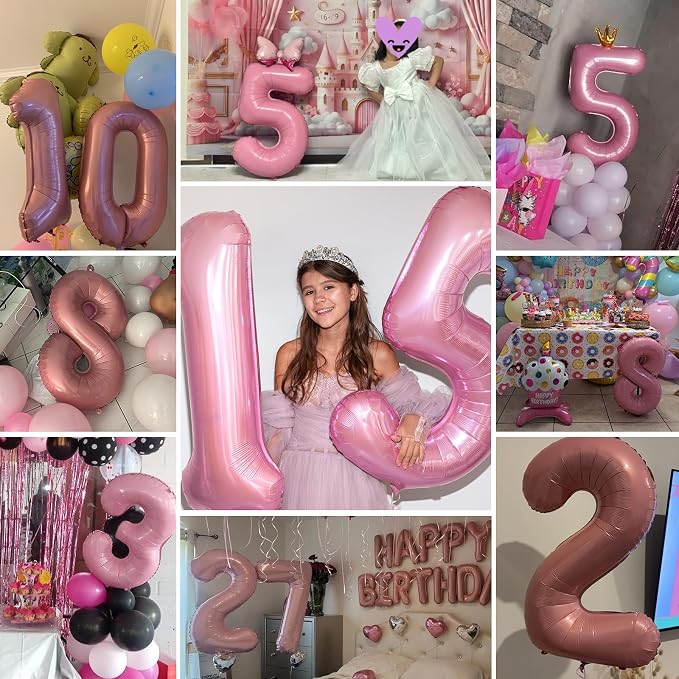 Pastel Pink 8 Balloons, 40 Inch Large Light Pink Foil Number Balloons 0-10 - Image 8