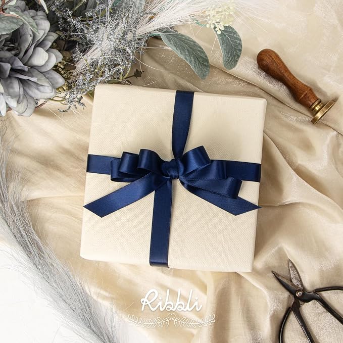 Ribbli Navy Satin Ribbon 5/8 inch x Continuous 25 Yards, Double Faced Satin Use - Image 3