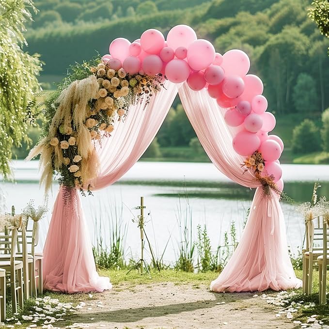 Blush Wedding Arch Draping Fabric Backdrop Drapes Sheer 28.7"x 20FT | Sheer - Image 3
