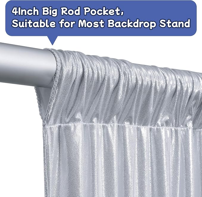 10ftx10ft Sequin Silver Backdrop Curtain Panels - Image 7