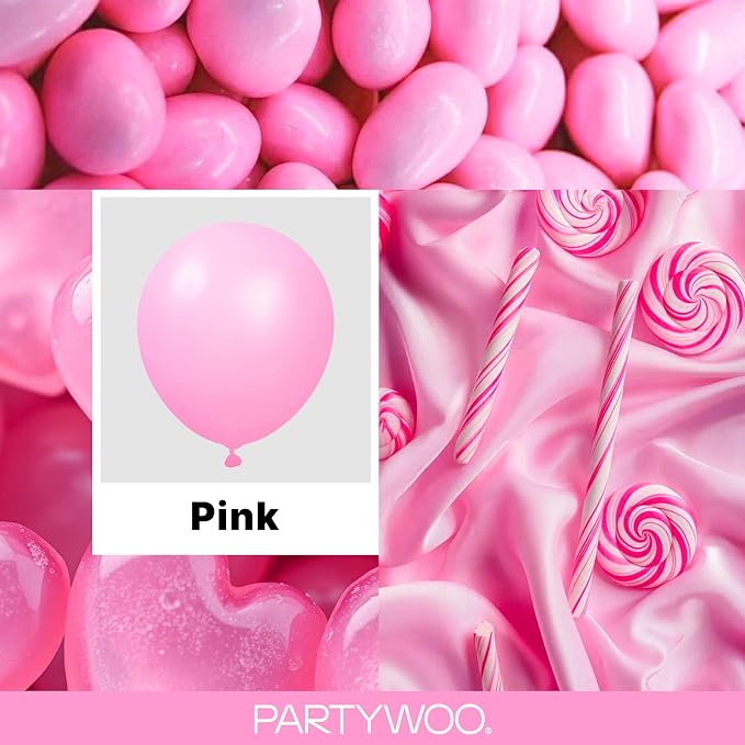PartyWoo Pink Balloons 127pcs Matte Pink Color 36 18 12 10 5 Inch | 36 18 12 10 - Image 2