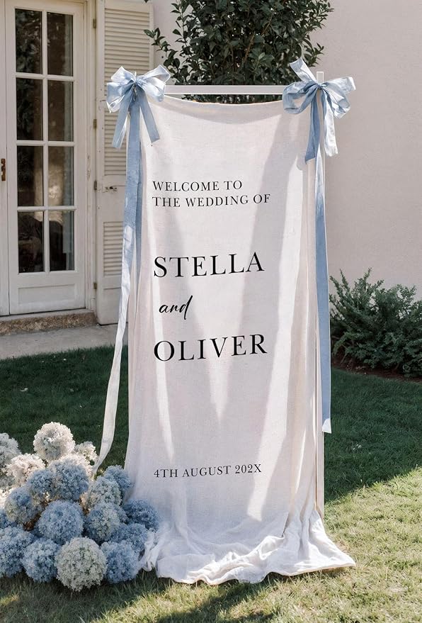 Custom Linen Wedding Welcome Banner - Image 2