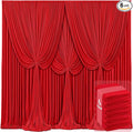 6 Panels Red Backdrop Curtains for Wedding Party Wrinkle Free Backdrops Curtain by Tao-GePartyDecorations