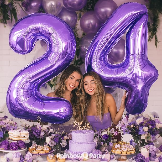 RainbowQ Purple 18 Balloon Number 40 Inch 0-40 Foil Large Balloons | Big Mylar - Image 6