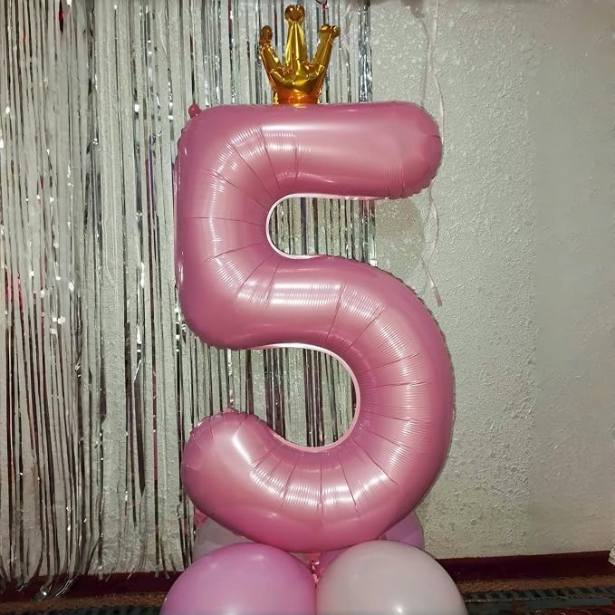 40 Inch Pastel Pink 5 Number Balloons, Giant Foil 5th Birthday Number Balloon - Image 7