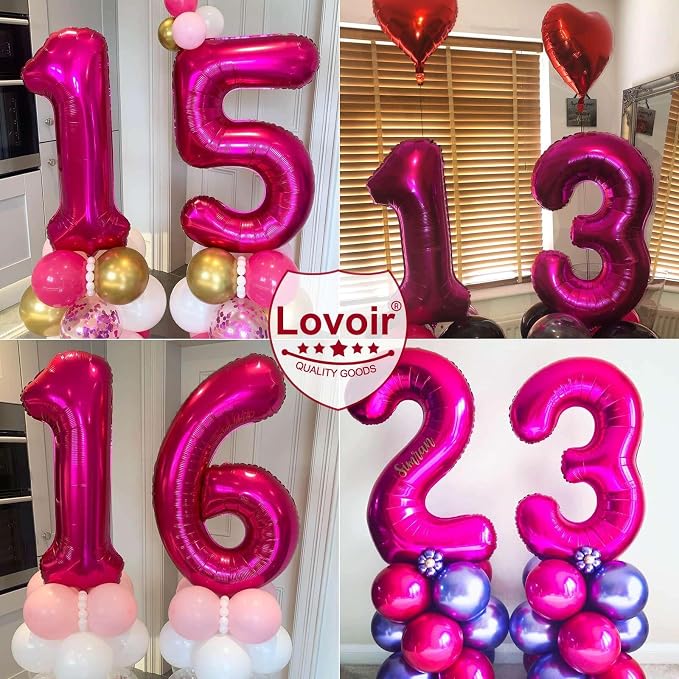 Hot Pink 45 Number Balloons, 40 Inch Giant Number 45 Balloons Foil Mylar Helium - Image 8
