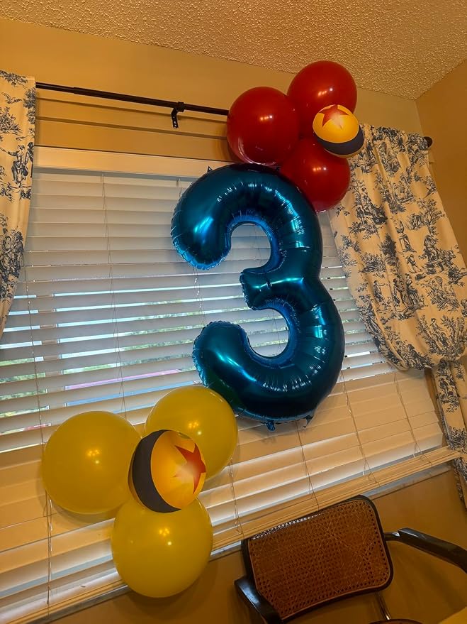 3 Balloon - Metallic Blue Birthday Number Balloons, 40 Inch Decorations | - Image 2