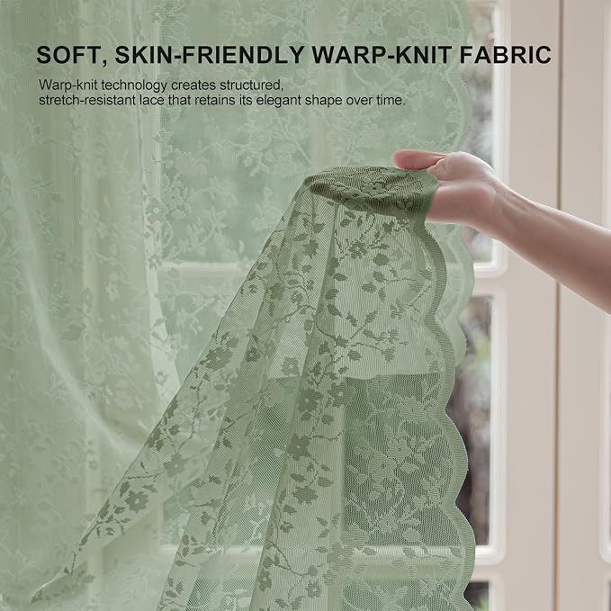 Anmao Vintage Lace Sheer Curtains 54 Inches Long - Image 4