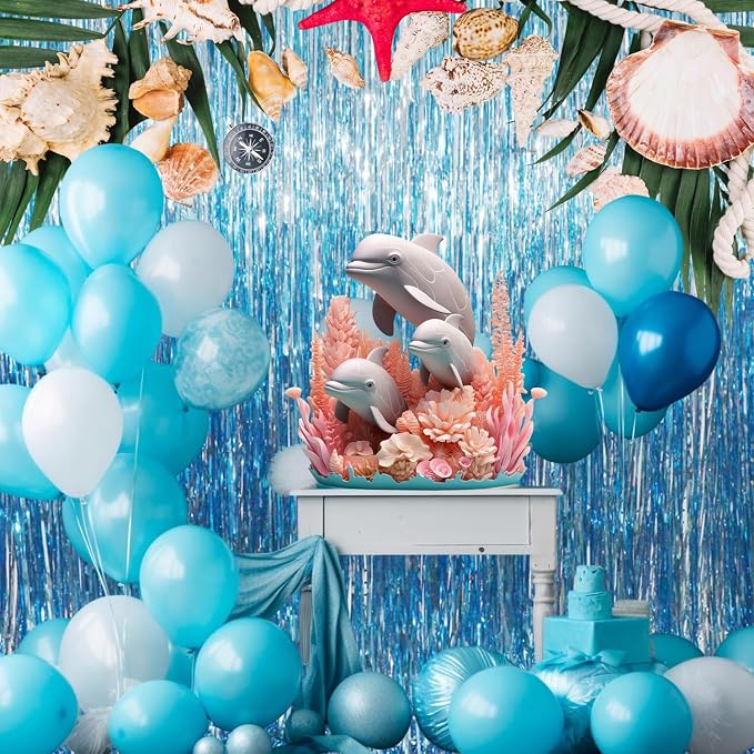 GOER 3.2 ft x 9.8 ft Metallic Tinsel Foil Fringe Curtains Party Photo Backdrop - Image 7