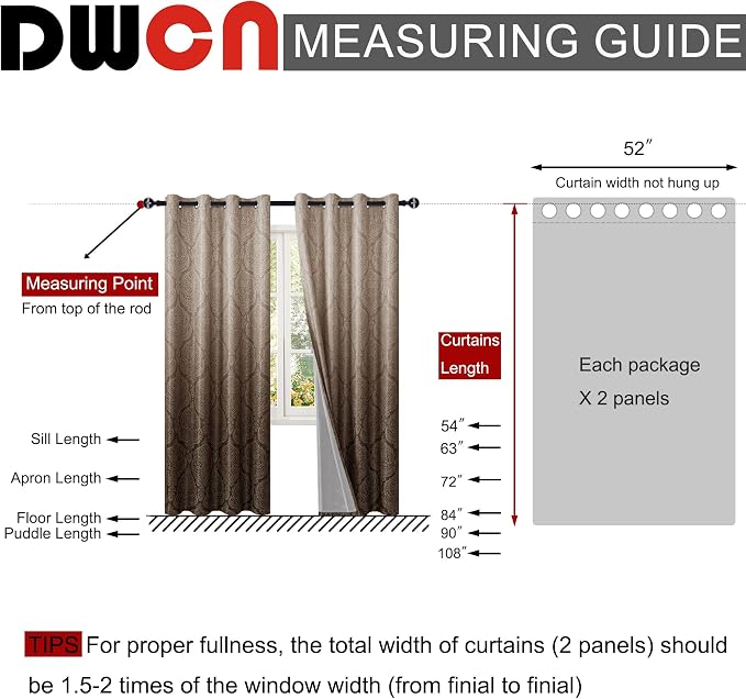 DWCN 100% Blackout Curtains for Bedroom 102 Inch Long - Image 8