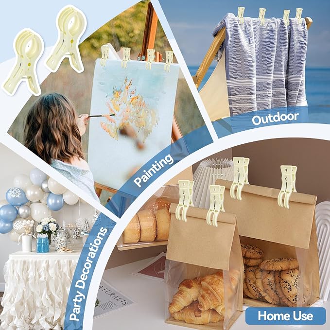EMART 10 Pack Balloon Arch Clips Plastic Beige Large Towel Clips 3.5 Inch Heavy - Image 5