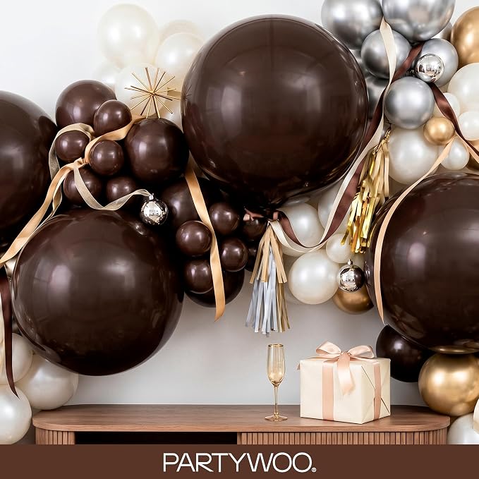 PartyWoo Dark Brown Balloons 120pcs Boho Coffee Neutral Color | 18 12 10 5 Inch - Image 8