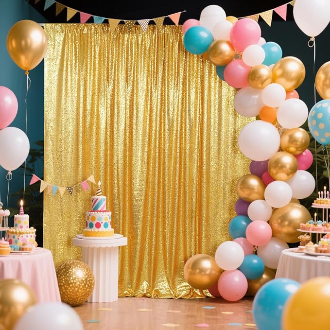 SquarePie 20x10ft Gold Sequin Backdrop, High Density Non-Transparent Glitter - Image 3