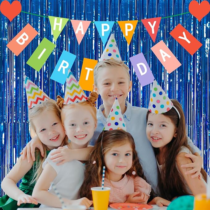 20 Pack Foil Curtain Backdrop Blue Metallic Tinsel Foil Fringe Curtains Photo - Image 5