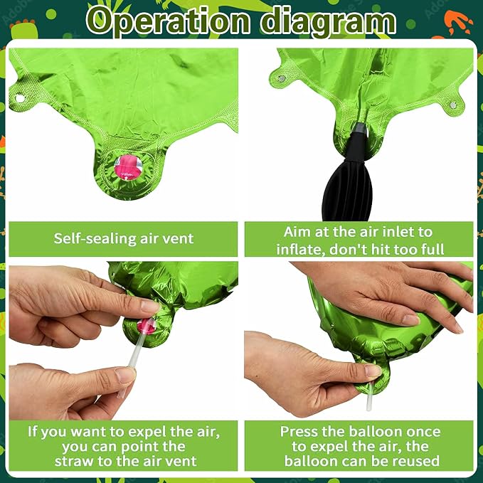 Dinosaur 4th Birthday Decorations 40 Inch Giant Green Number 4 Foil Balloon | - Image 3