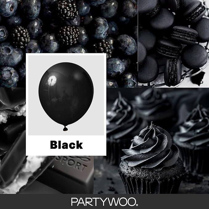 PartyWoo Black Balloons 100pcs Matte Latex Helium Balloons 12 Inch | Baby - Image 2
