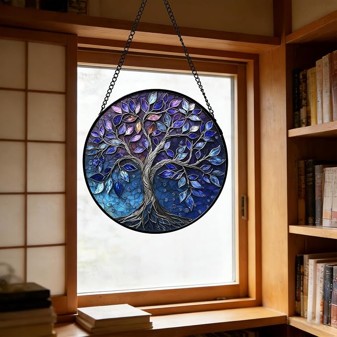 DASTOLL Stained Glass Window Hanging, and Mom 11.8x11.8 in - Image 5