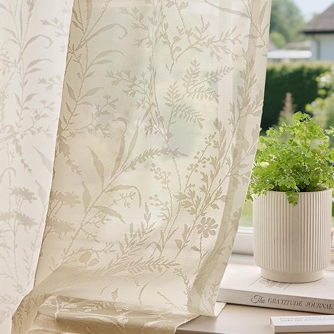 Anmao Taupe Semi Sheer Light Filtering Curtains 96 Inches Long 2 Panels by Anmao