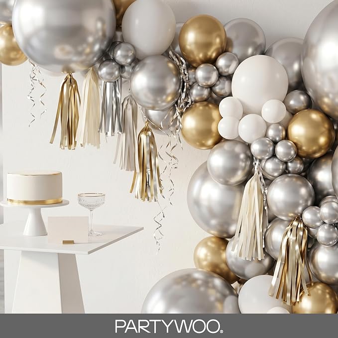 PartyWoo Silver Balloons 128 pcs Different Sizes of 18 12 10 5 Inch Silver - Image 8