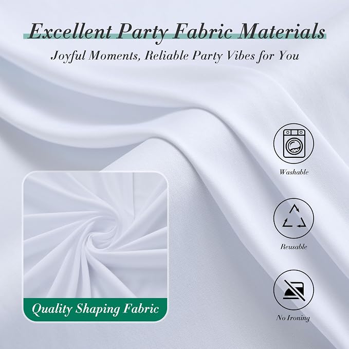 40 ft x 10 ft Wrinkle Free White Backdrop Curtain - Image 7