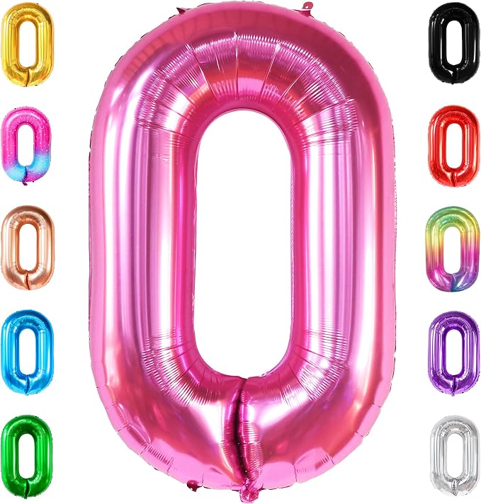 KatchOn Hot Pink 0 Balloon Numbers 40 Inch | Pair 0 Digit To Other Numbers by KatchOn