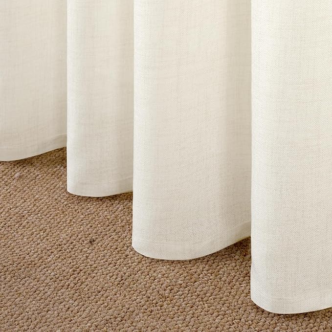 YoungsTex Ivory Linen Curtains 98 Inch Length - Image 6