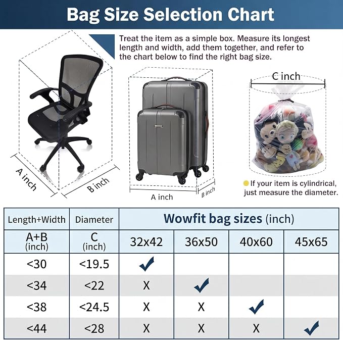 Wowfit Large Storage Bags for Car Seat & Bedding, 5 CT, 1.6 Mil | - Image 3