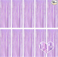 10 Pack Purple Foil Curtain Backdrop 3.2ft x 8.2ft Macaron Tinsel Foil Fringe by Ohiyoo