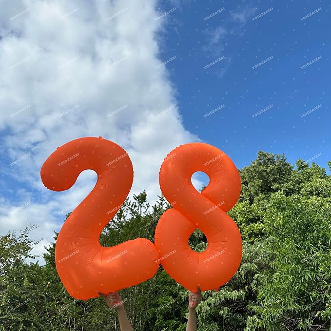 Orange Birthday Number 27 Balloon 40IN Fluorescent Orange 72 Balloon | - Image 5