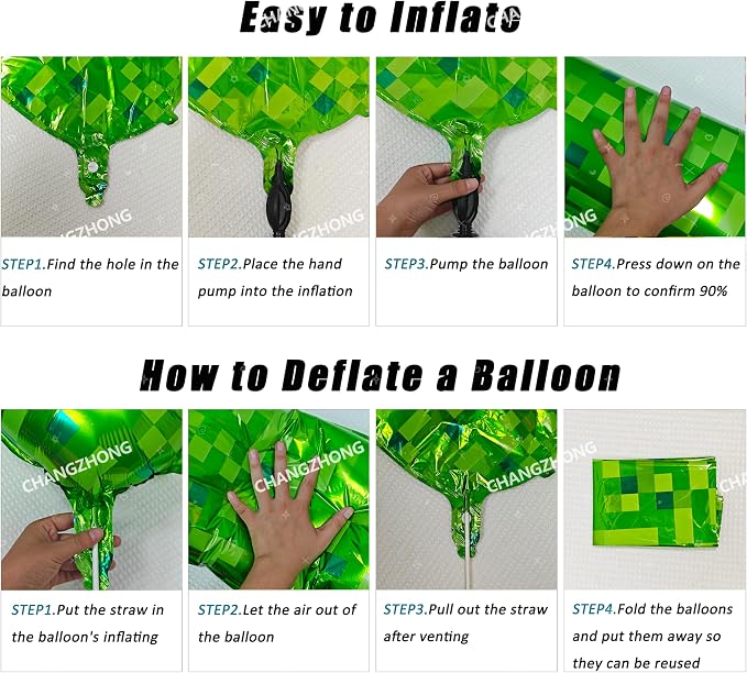 40 inch giant Green pixel miner game number 4 balloon | Large mining theme foil - Image 2