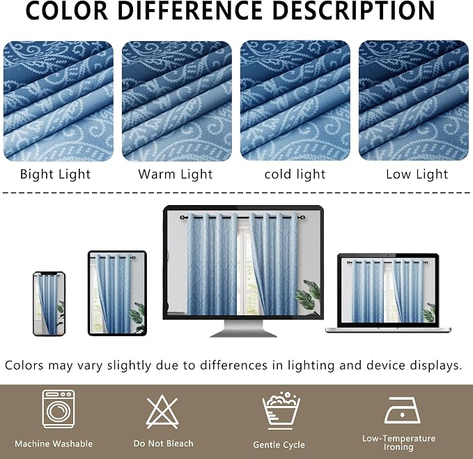 DWCN 100% Blackout Curtains for Bedroom 63 Inch Long - Image 8