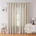 Tollpiz Linen Curtains Living Room Rod Pocket Semi Sheer Curtain Burlap Light by Tollpiz