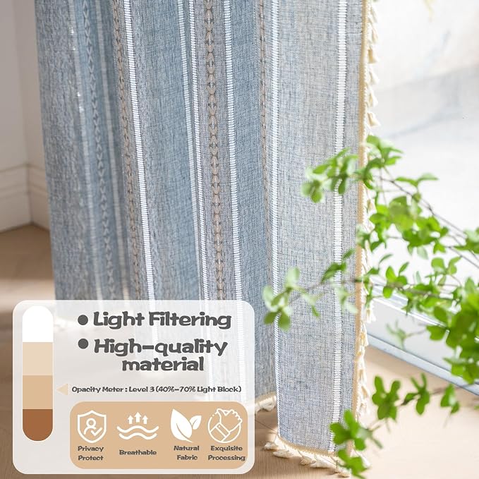 Sutuo Home Boho Curtains for Bedroom Living Room Kitchen, Semi-Blackout French - Image 2