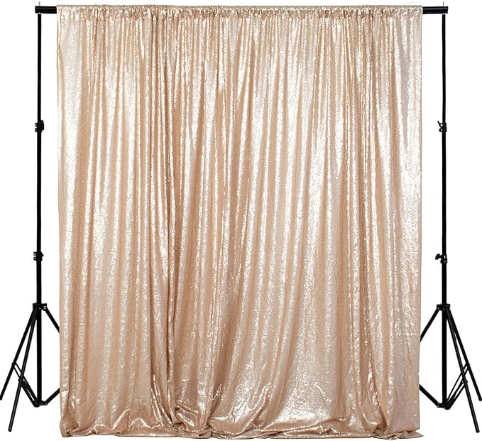 ShinyBeauty PHOTOBOOTH Backdrop Best Choice 4FTx7FT Champagne Sequin Fabric by ShinyBeauty