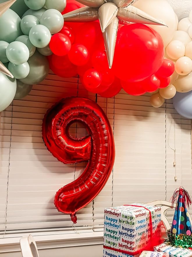 18 Balloon - Red Birthday Number Balloons, 40 Inch Decorations Men Women | Red - Image 3