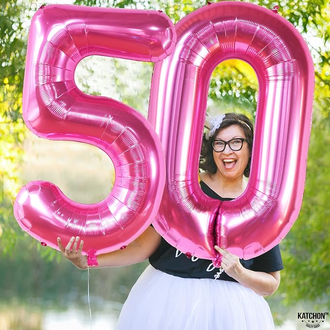 KatchOn Hot Pink 0 Balloon Numbers 40 Inch | Pair 0 Digit To Other Numbers - Image 3