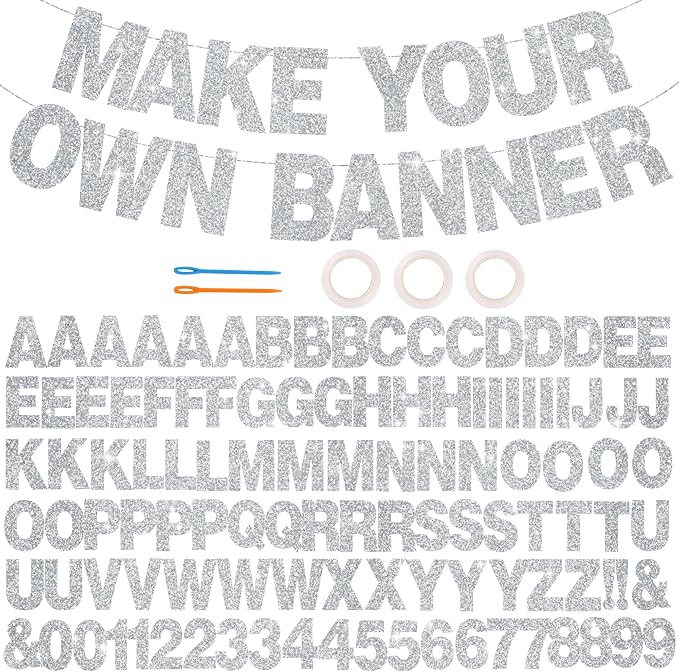 BEISHIDA Glitter Silver 116 PCS A-Z DIY Letter Custom Banner Party Decor | 111 by Beishida