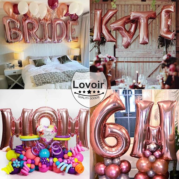 Lovoir 40 Inch Large Rose Gold Letter R Balloons Big Size Jumbo Mylar Foil - Image 7