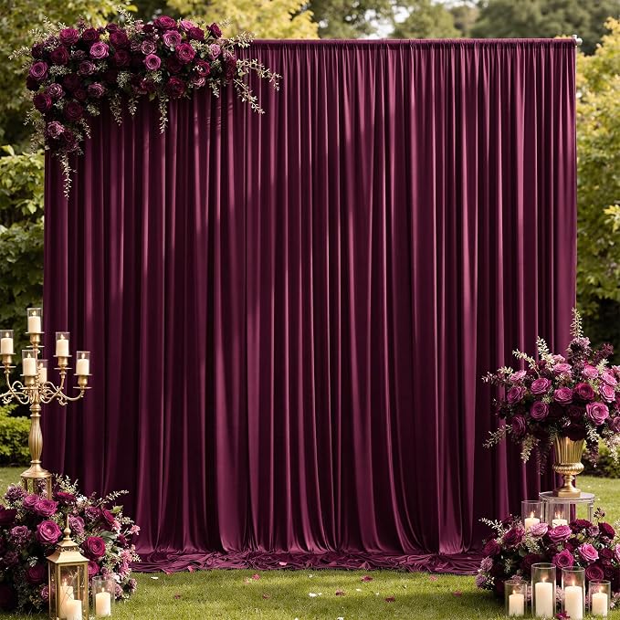 20ft×12ft Wrinkle Free Burgundy Backdrop Curtain - Image 9