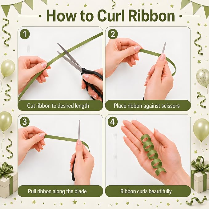 BEISHIDA 500 Yards Matte Olive Green Curling Crimped Ribbon Balloon String - Image 3