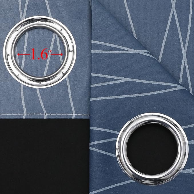 Navy Blue and Greyish White Blackout Curtains 84 Inches Long, Full Room - Image 7