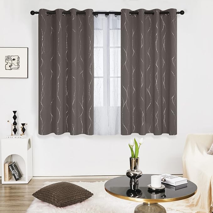 Deconovo Living Room Curtains 63 Inches Long, Thermal Insulated, Room Darkening - Image 2