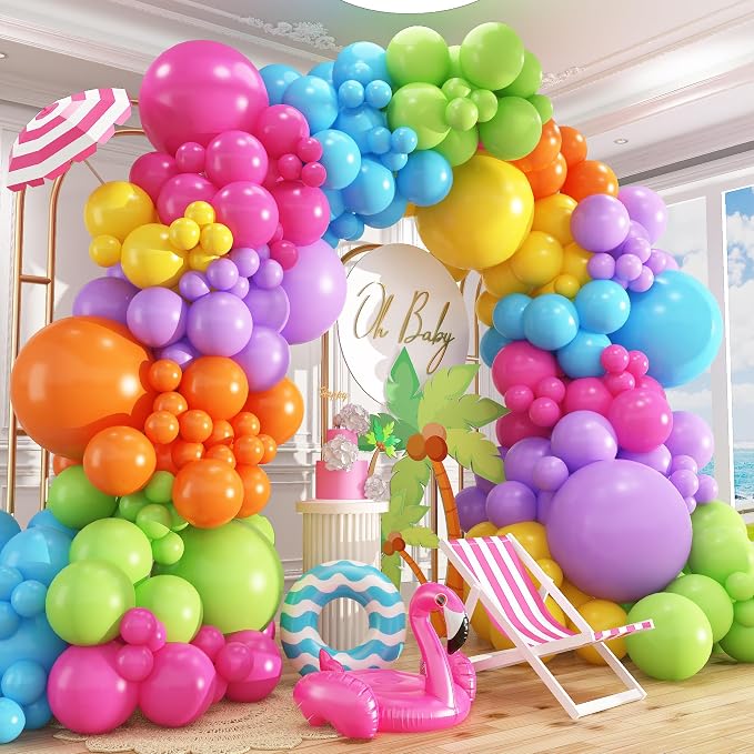 412pcs Summer Tropical Balloon Arch Garland Kit, Different Sizes 18 12 10 5inch by PAXILE