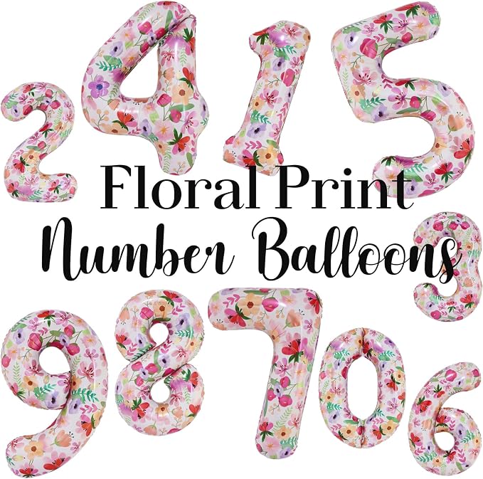 Flower Balloons 40 Inch Floral Number 1 Balloon - Image 3